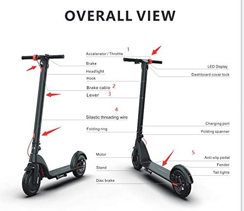 Eskuta KS-350 Long-Range Electric Powerful Kick Scooter, Ultra-Portable, Lightweight with Removable Quick Charging Battery, Triple Brakes & LED Digital Technology