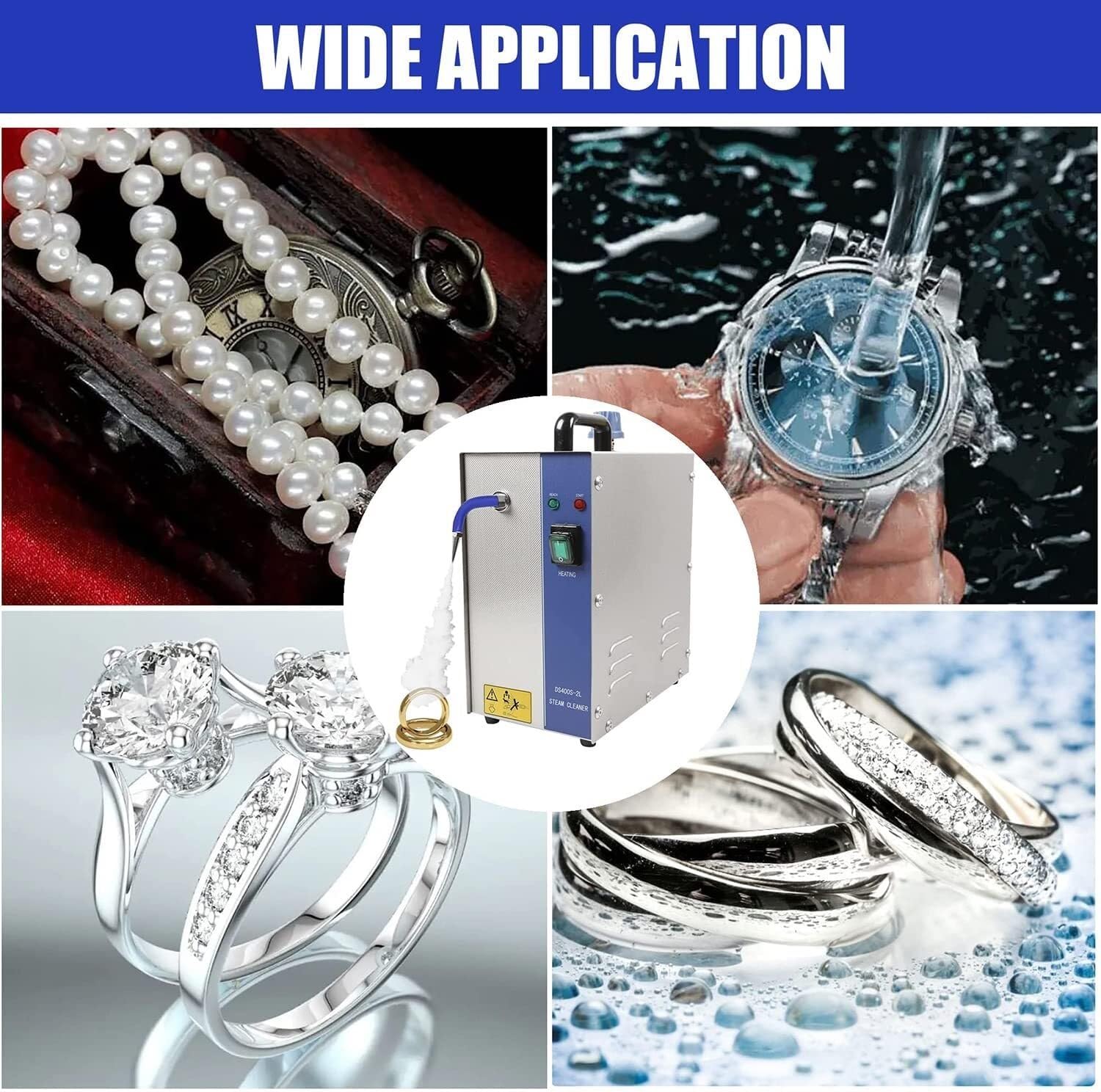 Gemstone Cleaning Machine,2200W Electric Stainless Steel Jewelry Steam Cleaner, Gemstone Cleaning Machine Gold and Silver Goldsmith Tools