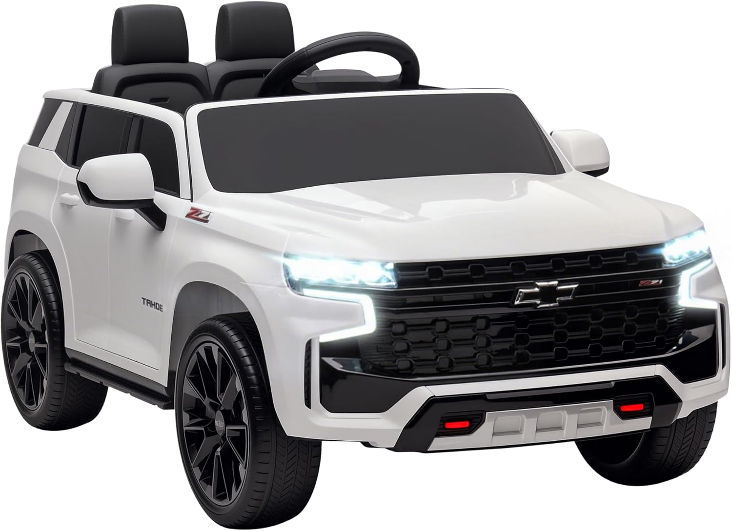 Aosom Licensed Chevrolet Tahoe Ride On Car, 12V 7AH Battery Power Ride On Toy with Parent Remote Control, LED Lights, Music, 4 Wheeler Suspension, 3 Speeds, Kids Electric Vehicle for Aged 3+, White