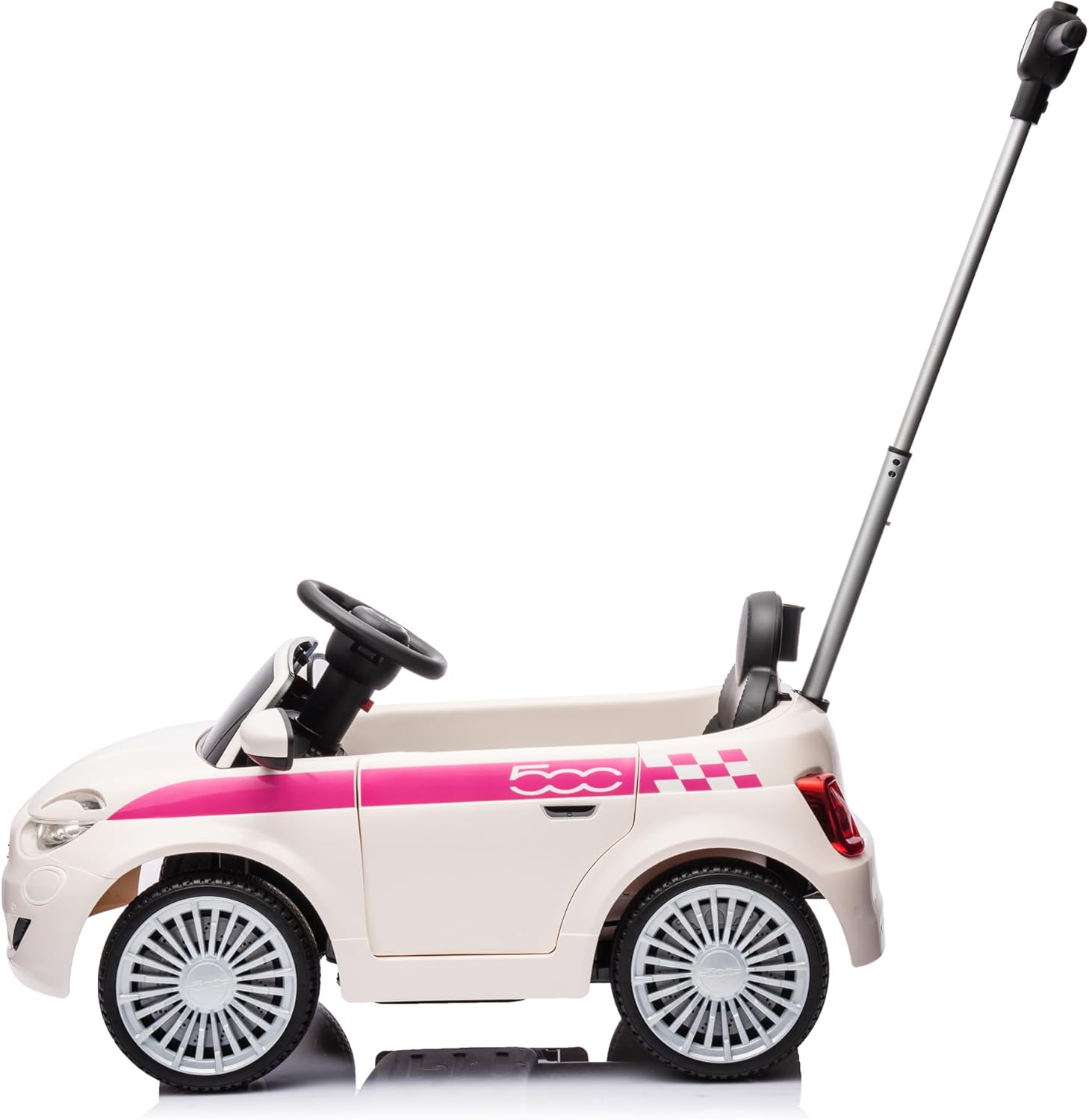 Fiat 500 E - Walker - 119501 - Freewheels - White - 25 kg Max - Plastic - Batteries Not Included - Guide Bar - Children's Toy - Gift - Birthday - From 18 Months