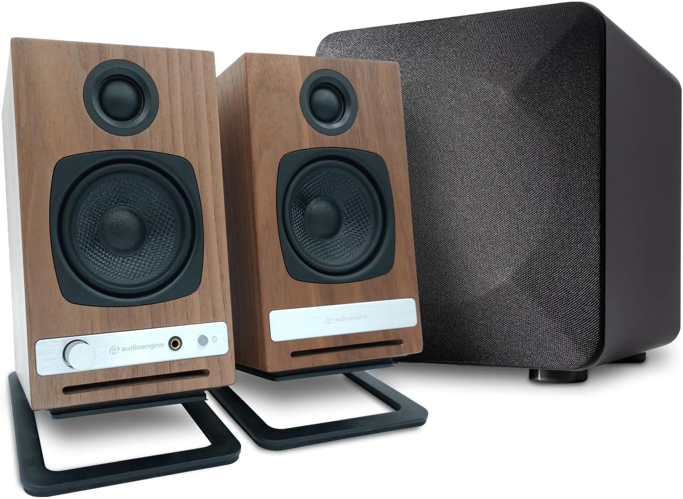 Audioengine A2 HD Walnut Home Music System with S6 Subwoofer and DS1M Stands