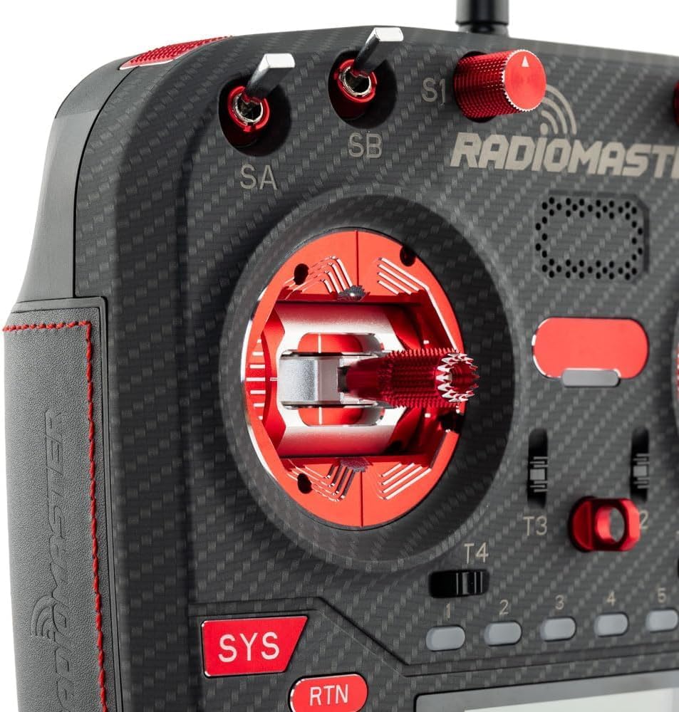 Radiomaster Boxer Max Version with CNC AG01 Hall Gimbals Carbon Fiber 2.4G 16ch Transmitter Remote Control ExpressLRS Mode 2 (Boxer Max Elrs-red with 6200)