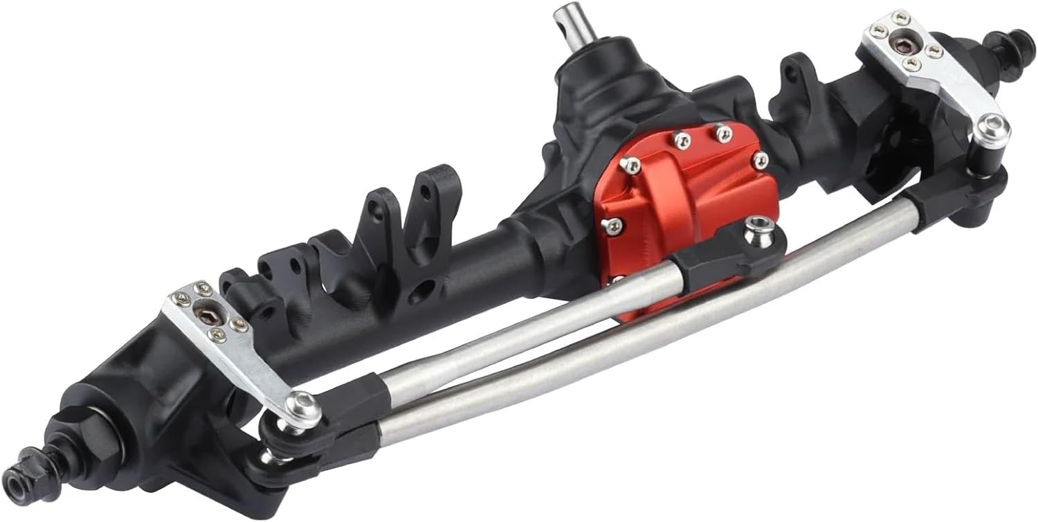 RC Spare Part Compatible with Axial for SCX10 II VS4-10 for Rock Trucks 1/10 RC Crawler Parts Machined Aluminum Offset Straight Axle Set(Black,1 Set)