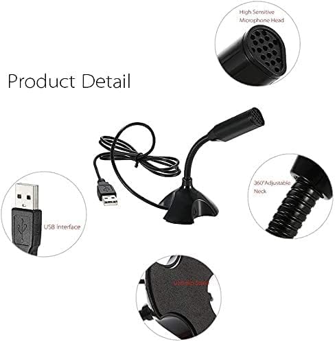 USB Microphone Computer PC Microphone with Mute Button for Streaming Podcasting Vocal Recording Gaming Mic Adjustable Laptop Microphone