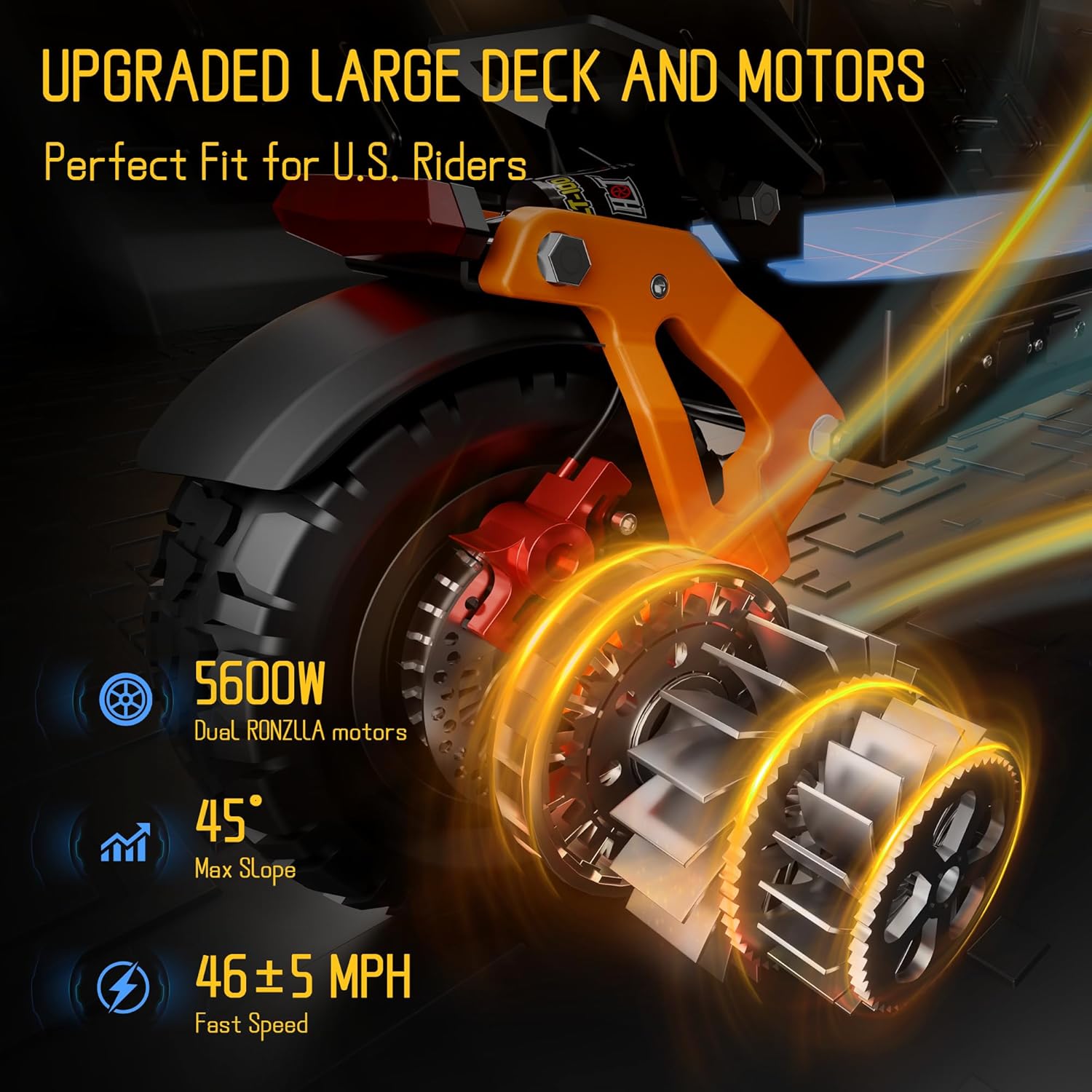 Fast Electric Scooter RZ2, 50 MPH High Speed Off Road E Scooter with 5600w Dual Motor 60 Mile Long Range & Seat for Adults