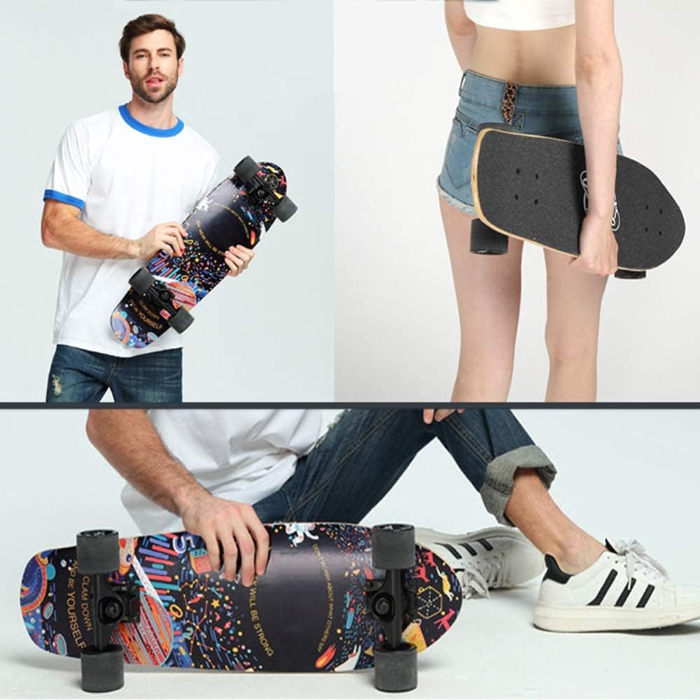 27 Inch Mini Cruiser Skateboard PU Wheels | Complete Retro Skateboards for Kids Boys Girls Youths and Beginners as A Gift Complete Maple Deck Cruiser Skateboard