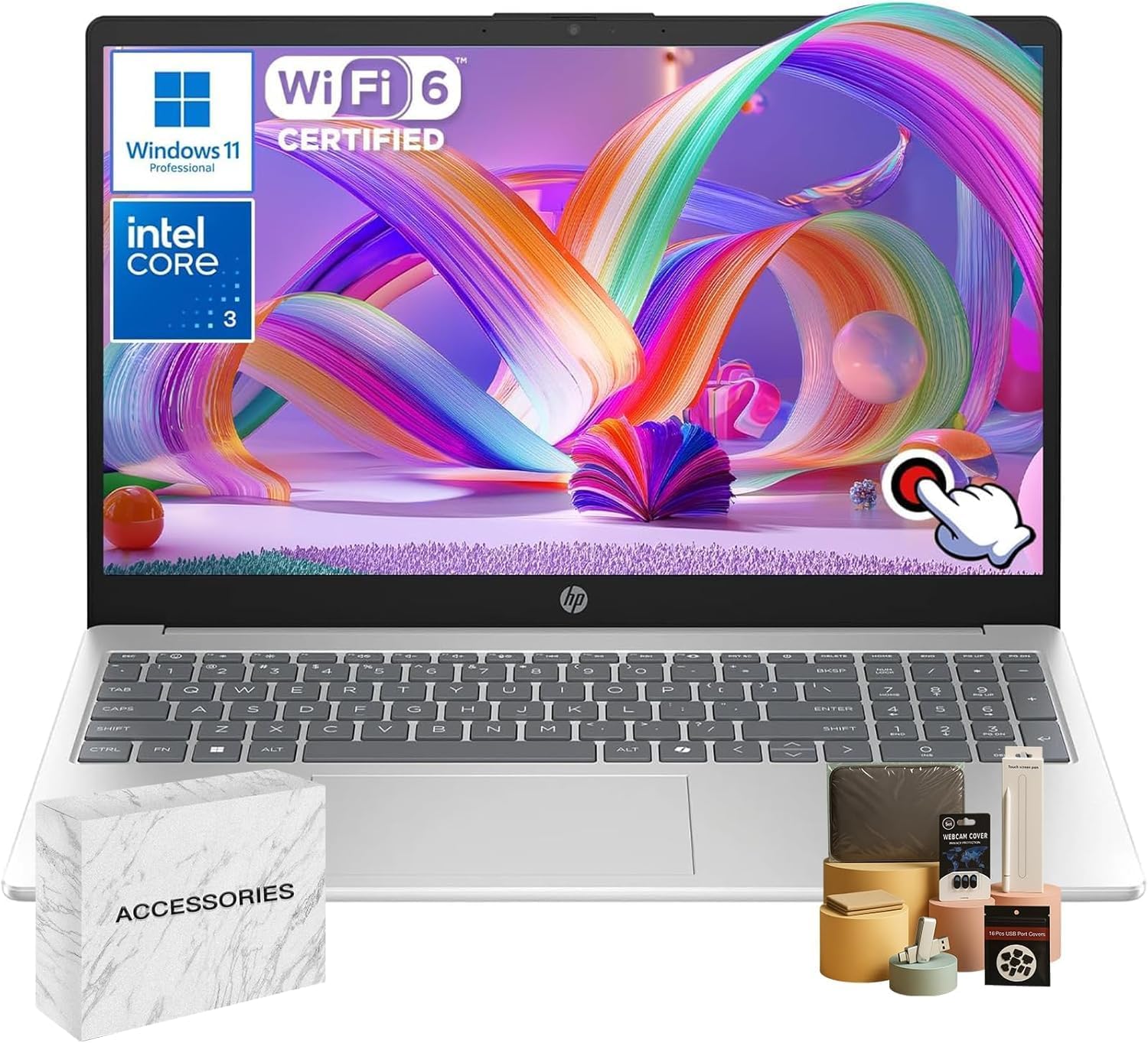 HP 2026 Touchscreen Laptop Computer for Business & Students • Intel i3-1315U(Up to 4.5GHz) • 16 GB RAM • 512GB SSD • 15.6