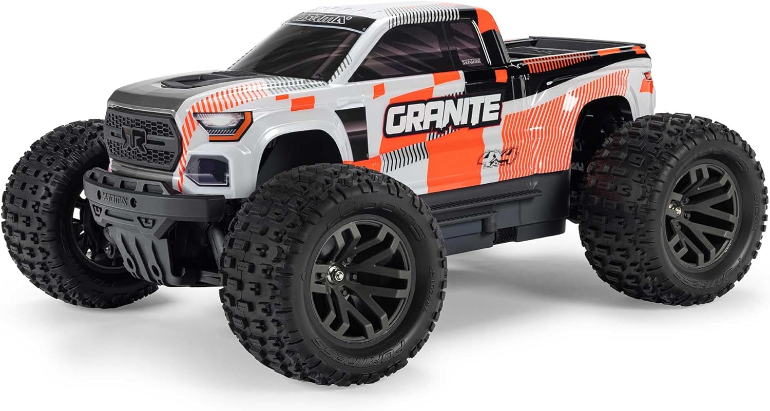 ARRMA RC Truck 1/10 Granite 4X4 RTR Brushed Monster Truck, Orange, RTR (Battery and Charger Not Included) ARA4202V4T3