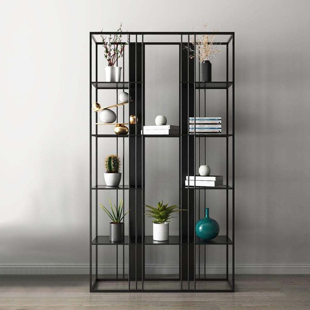 DIEYPOL Bookshelf Home Wrought Iron Bookshelf Creative Bookcase Against The Wall Shelf Living Room Partition Decoration Display Stand Bookcase(B,150 * 30 * 180cm)