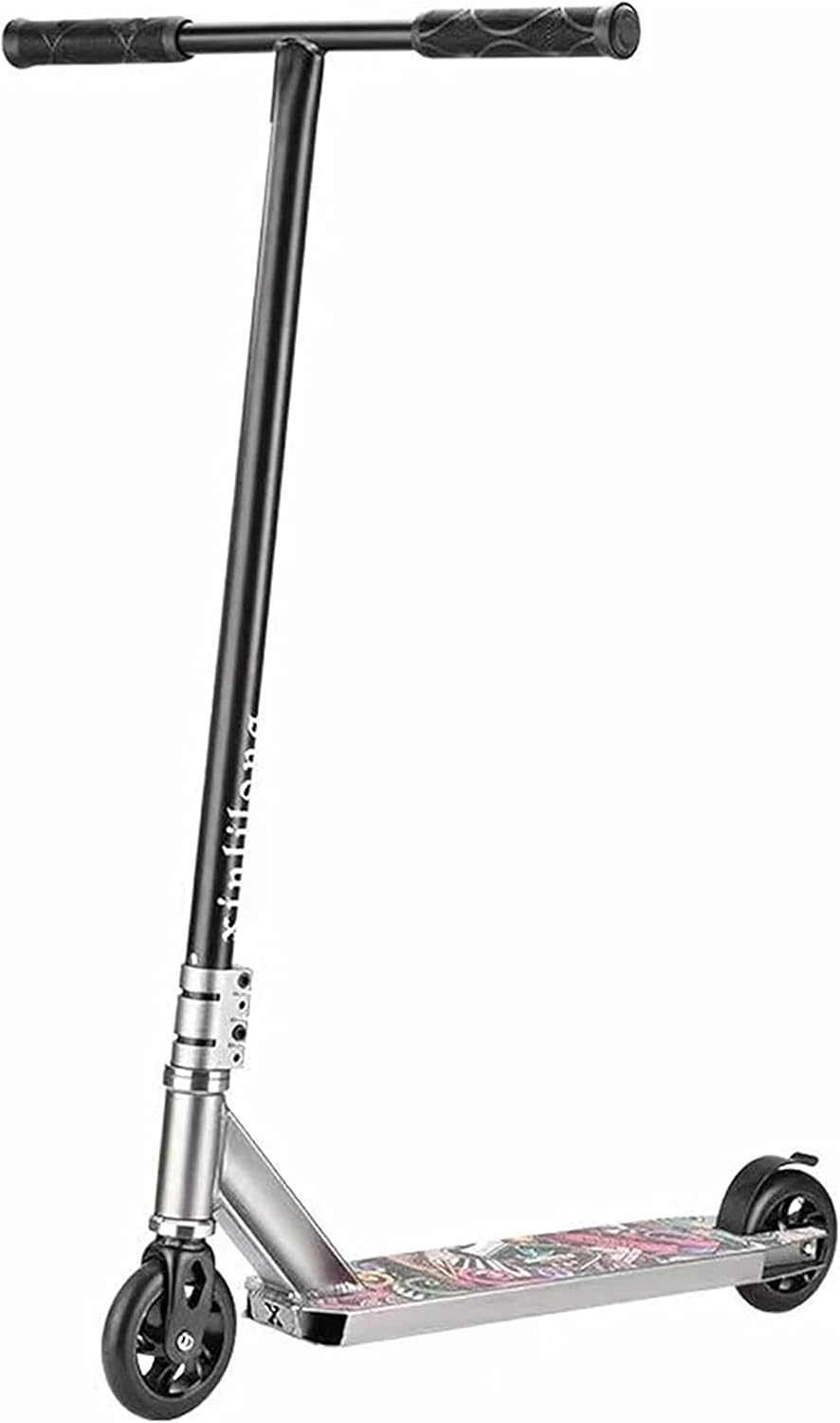 Adult Street Car Two-Wheeled Professional Extreme Scooter Competitive Stunt Car Combination Rod Scooter (Color : Black) (Light Grey)