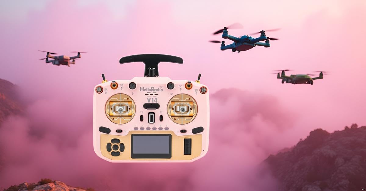 V14MAX FPV RC Radio Controller, Professional Remote Transmitter with OLCD Display, for RC Drones and Aircraft elrs fpv controller drone rc radio transmitter remote control (YELLOW)