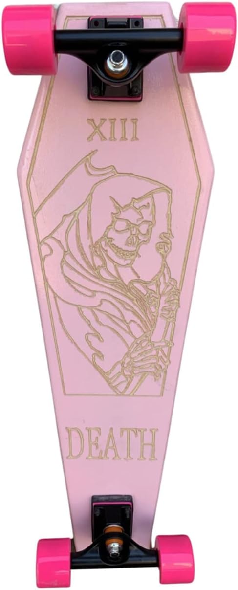 Coffin Death Tarot Pink Skateboard | Longboard | 30x9 | Coffin Croozer