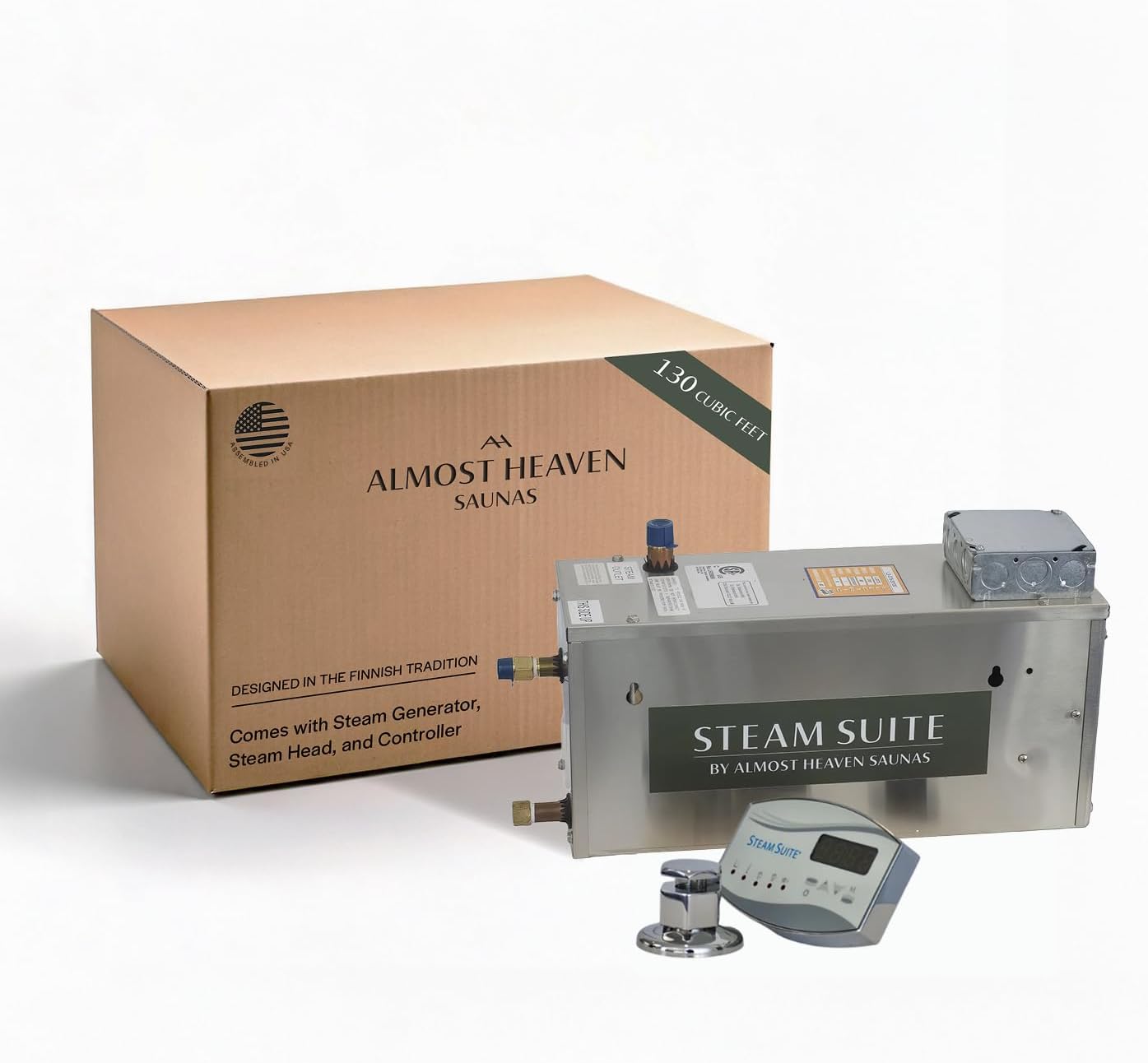 Almost Heaven Steam Suite Shower Steamer, Steam Generator Set with Controller and Steam Head (Polished Chrome)