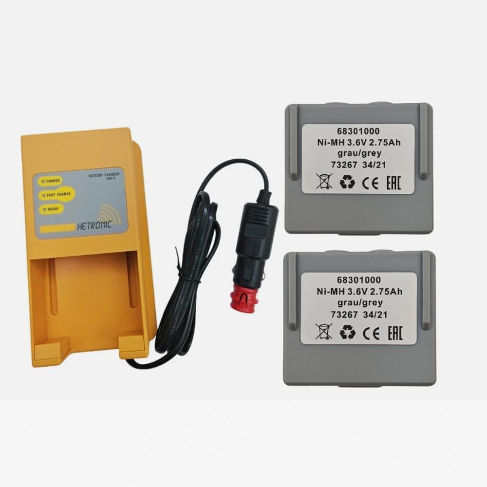 2X 68301000 Battery for HETRONIC Remote + 1 x Hetronic UCH-2 Battery Charger 24V