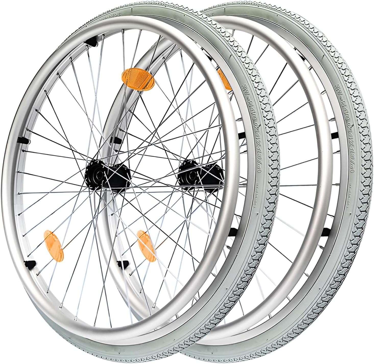 24inch Wheelchair Rear Wheels, Wheel Replacement for Wheelchair, Pneumatic Tire Caster for Hospital, Aluminum Hub, 2 Pcs