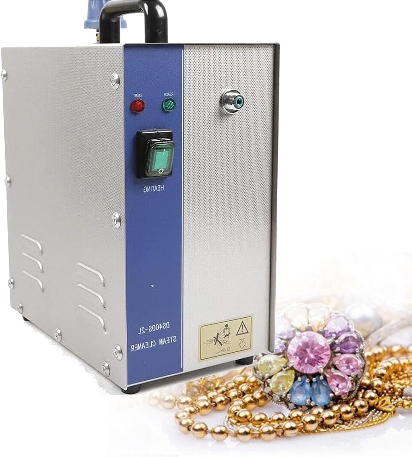 1300W Jewelry Steam Cleaner,Stainless Steel Jewelry Steamer Jewelry Steam Cleaner, Pressure Adjustable 2-5kg,140 ℃ with Water Shortage & Full Water Reminder,4L-110V