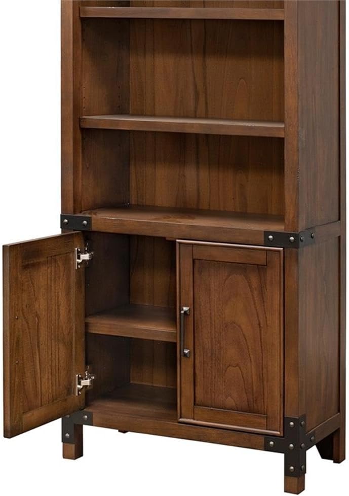 Pemberly Row Rustic Open Wood Bookcase in Brown