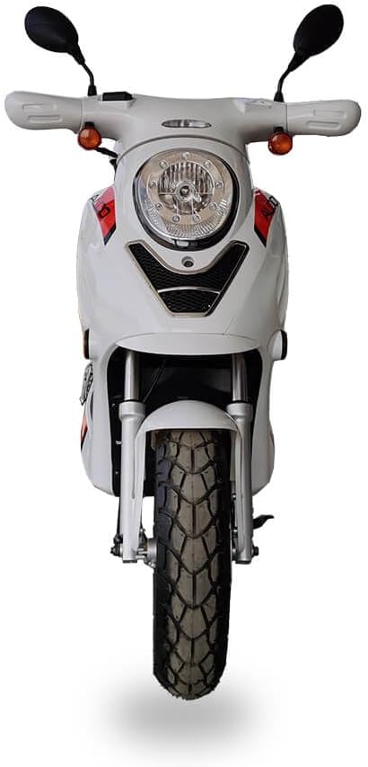 Ice Bear PMZ150-11 Gas Scooter with Storage Box, White and Red