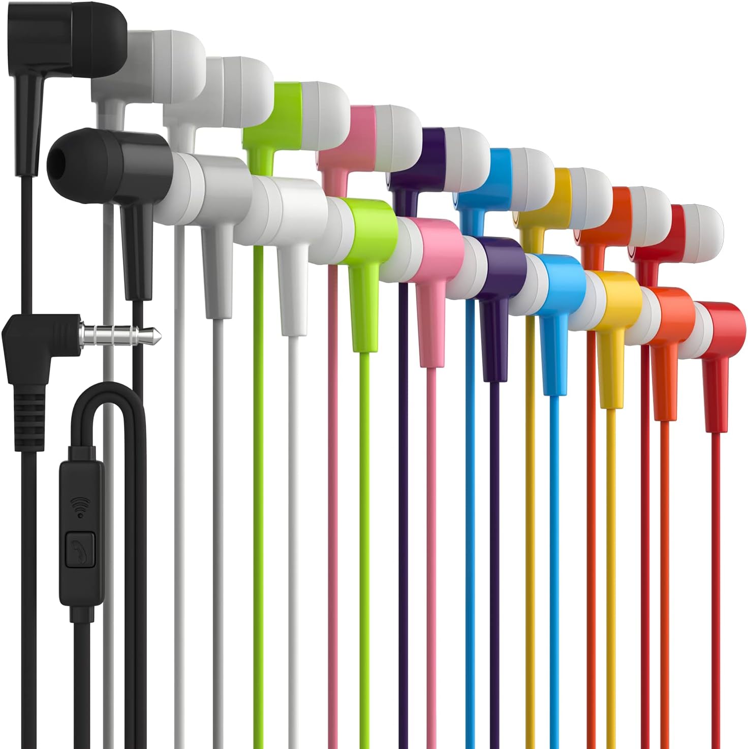 Maeline Wired Earbuds 400 Pack, New Headphones with Microphone, Earphones with Heavy Bass Stereo Noise Blocking, Compatible with iPhone and Android Devices, iPad, MP3, Fits 3.5mm (400 Pack, Ten Color)