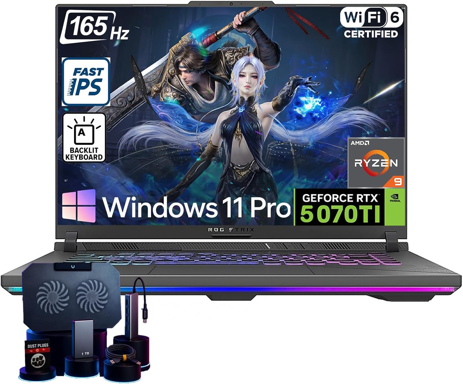 ASUS ROG Strix-G16 Gaming Laptop - AMD Ryzen 9 8940HX (Up to 5.3 GHz), NVIDIA GeForce RTX 5070 Ti, 16
