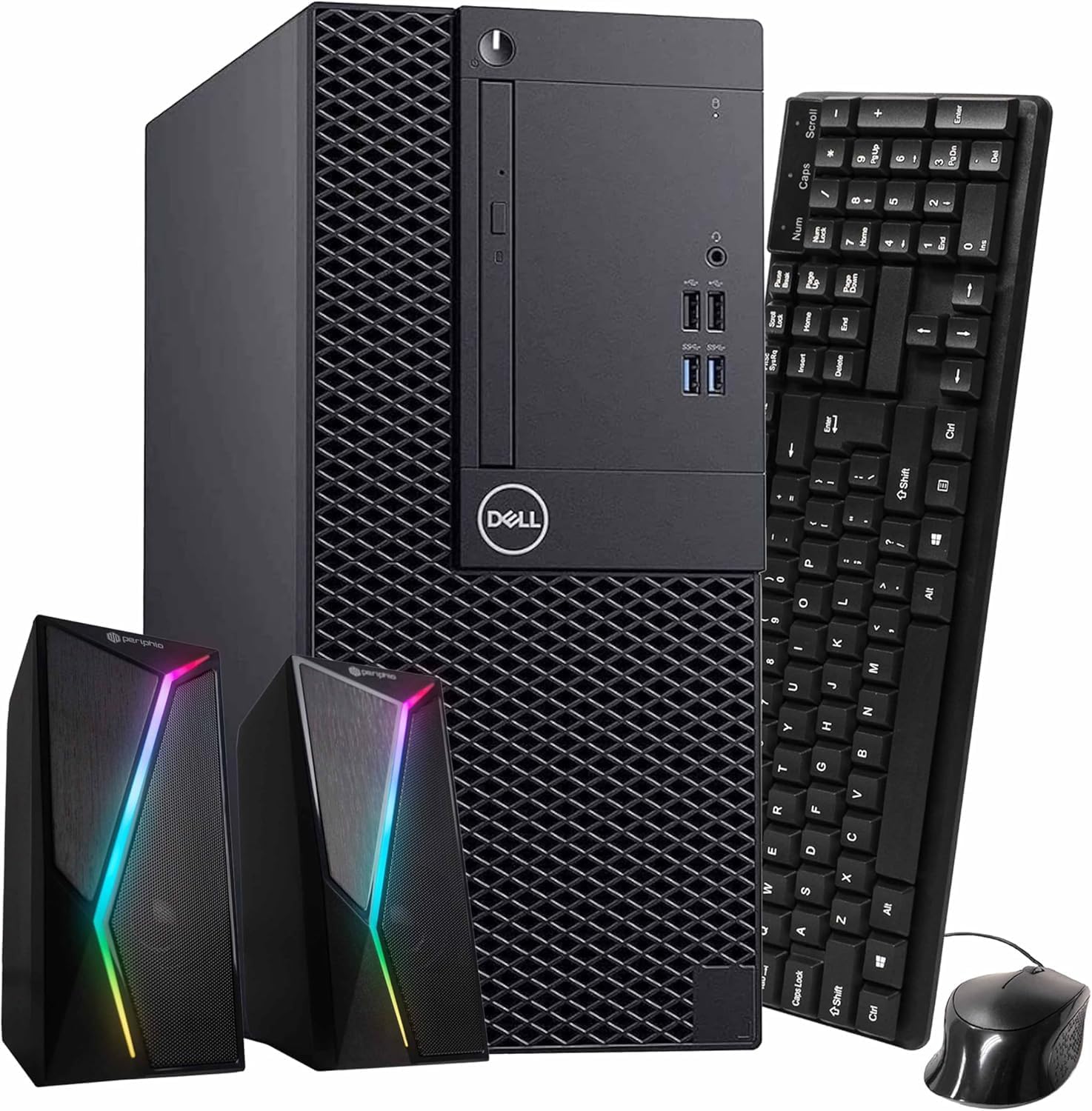Dell OptiPlex 3060 Tower PC | Intel Core i5-8500 | 16GB RAM | 1TB SSD | Quadro P620 | Windows 11 Pro | WiFi | BT | Periphio Keyboard & Mouse | RGB Speakers - Renewed