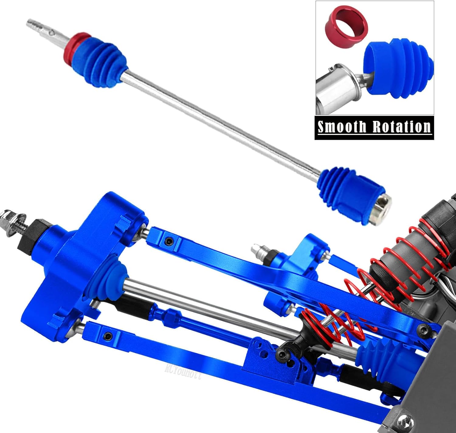 RC Alloy Suspension Arms&Steering Block Knuckle Arm&Shock Tower&Drive Shaft Axles&Push Rod Links&Steering Bellcranks Upgrades Part for 1/10 T-Maxx/E-Maxx,Driveshafts Hops Up,Navy Blue