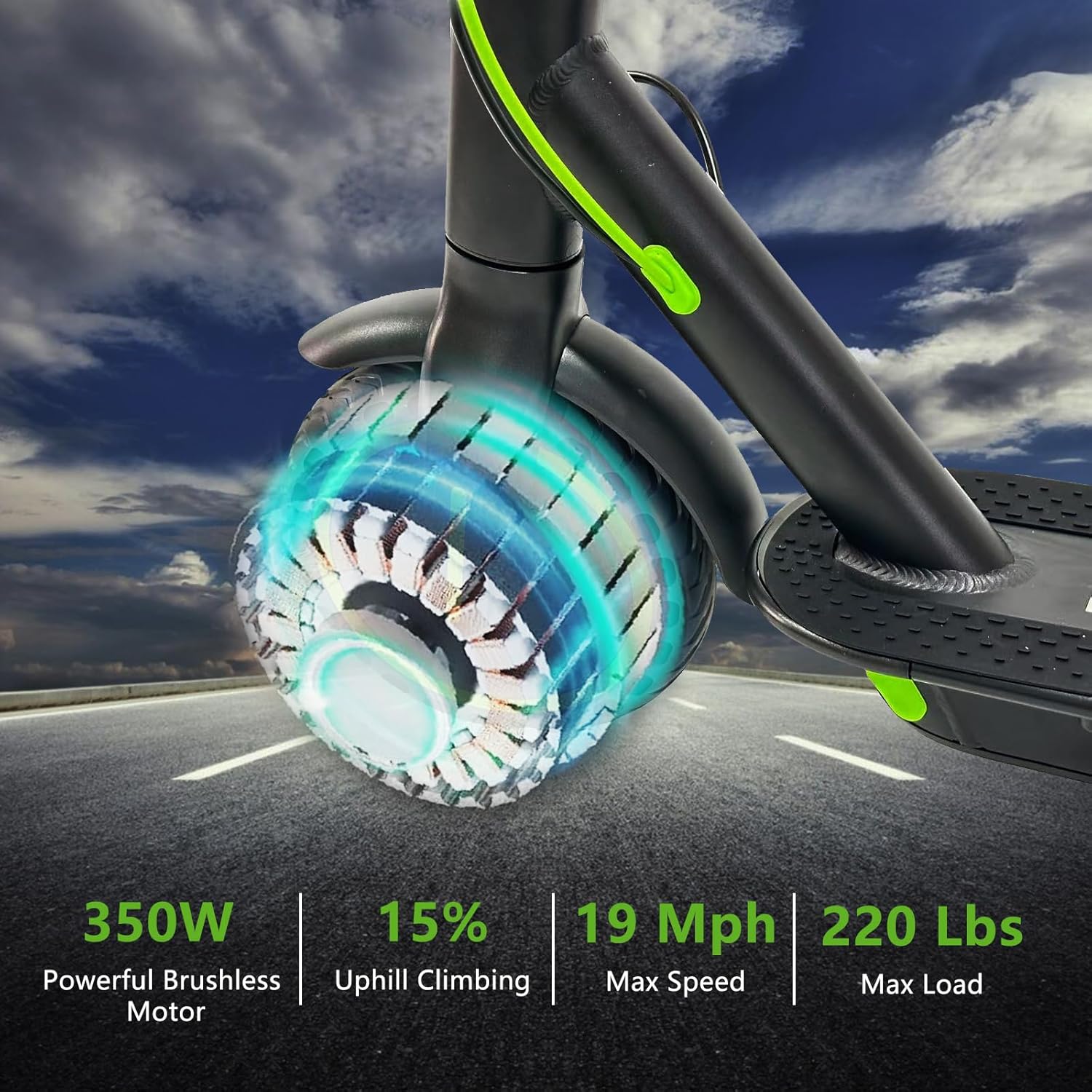 Electric Scooter for Adults, Folding E Scooter with 350W/500W Motor 19Mph Top Speed 18 Miles Long Range, 8.5