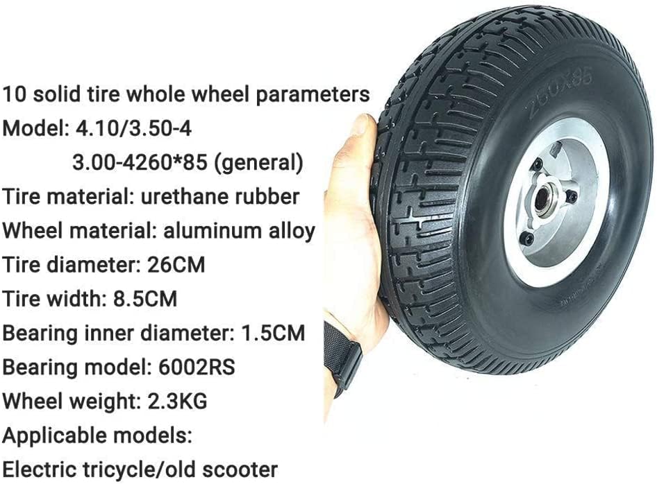 10-Inch Solid Tire Explosion-Proof Wheels 4.10/3.50-4 Non-Slip Wear-Resistant Puncture-Resistant Tires Suitable for Elderly Scooters/TricyclesEasy to ReplaceResistant Mil