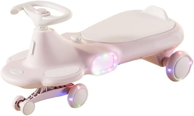 Wiggle Scooter Twisted Bike with Music Roll Flash Wheels Cool Lights Anti-Rollover for Boys Girls Indoor Outdoor Toy(Pink)