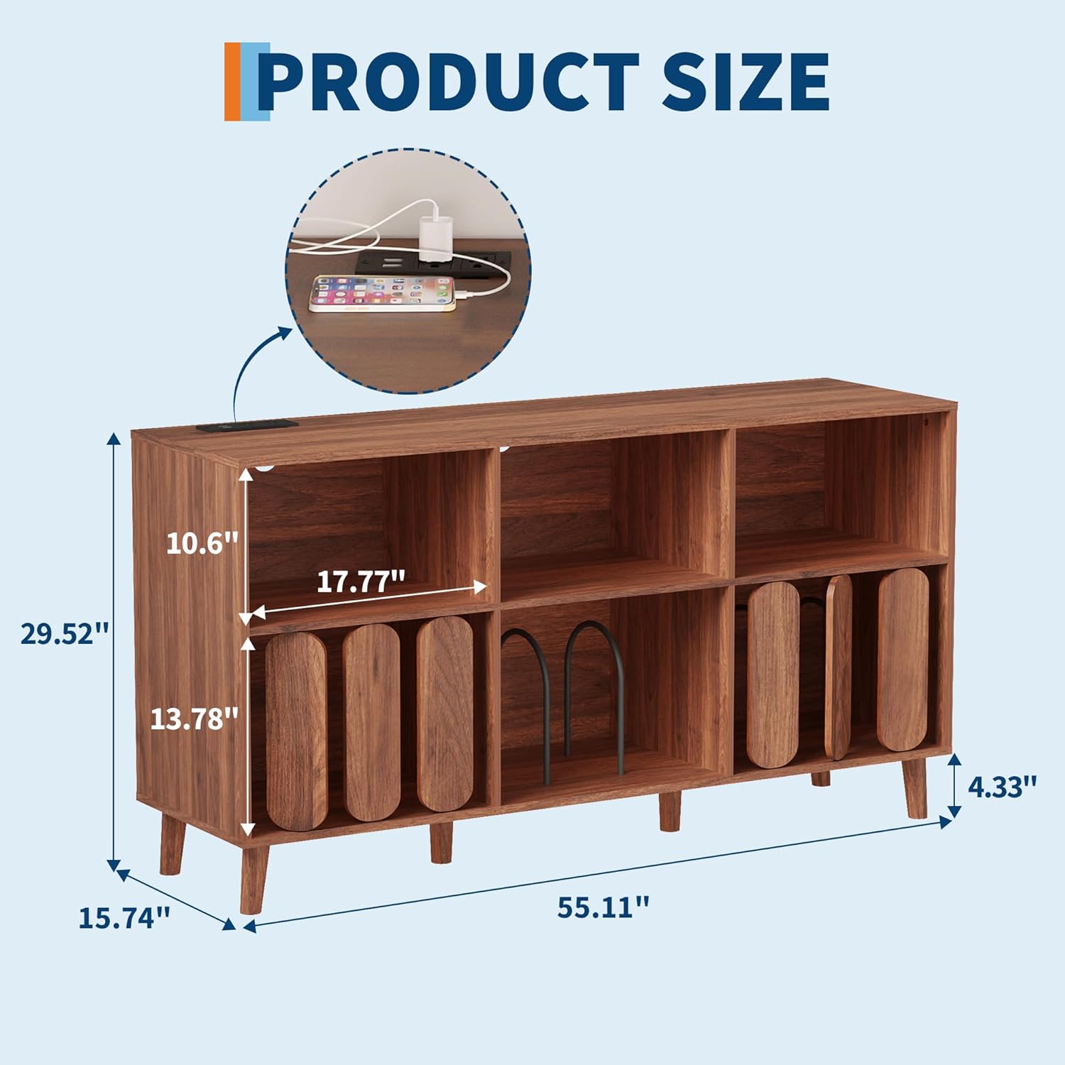 55.11 in Large Record Player Stand