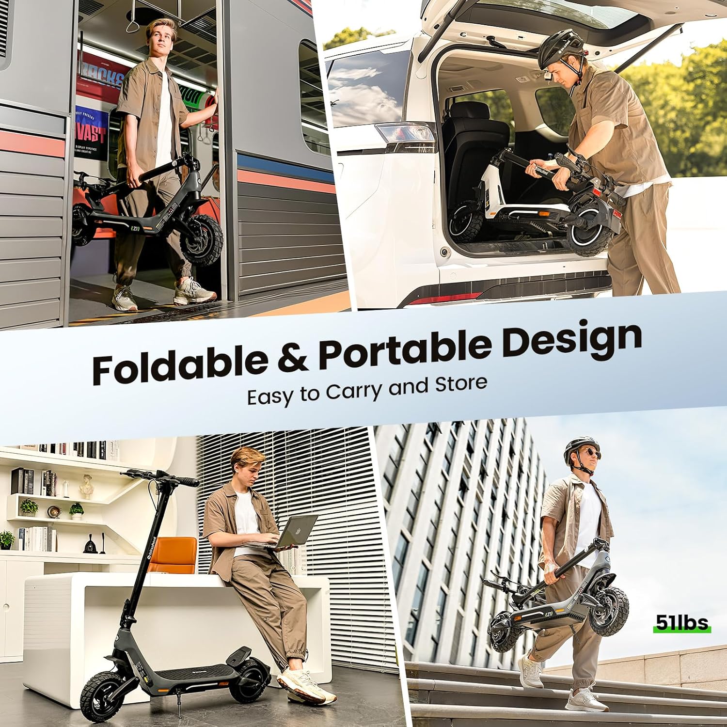 isinwheel Z1 Electric Scooter, 28/22 MPH Top Speed,1000/500W Motor E-Scooter Up to 30/20 Miles, Shock Absorbers & Turn Signal, Foldable Scooter for Adults and Teens