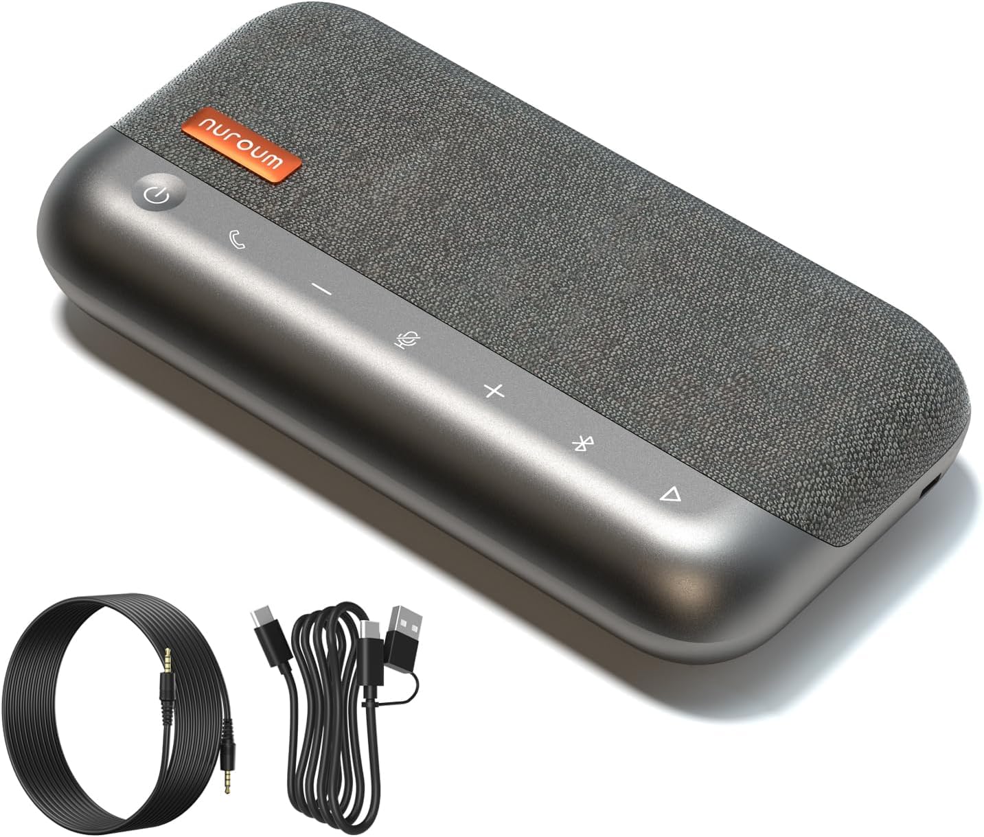 NUROUM A45 Conference Speaker and Microphone, 6 AI Noise Cancelling Mics, 360° 16ft Voice Pickup, Daisy Chain, Bluetooth/USB Speakerphone with Dongle, Compatible with Zoom/Teams/Google Meet