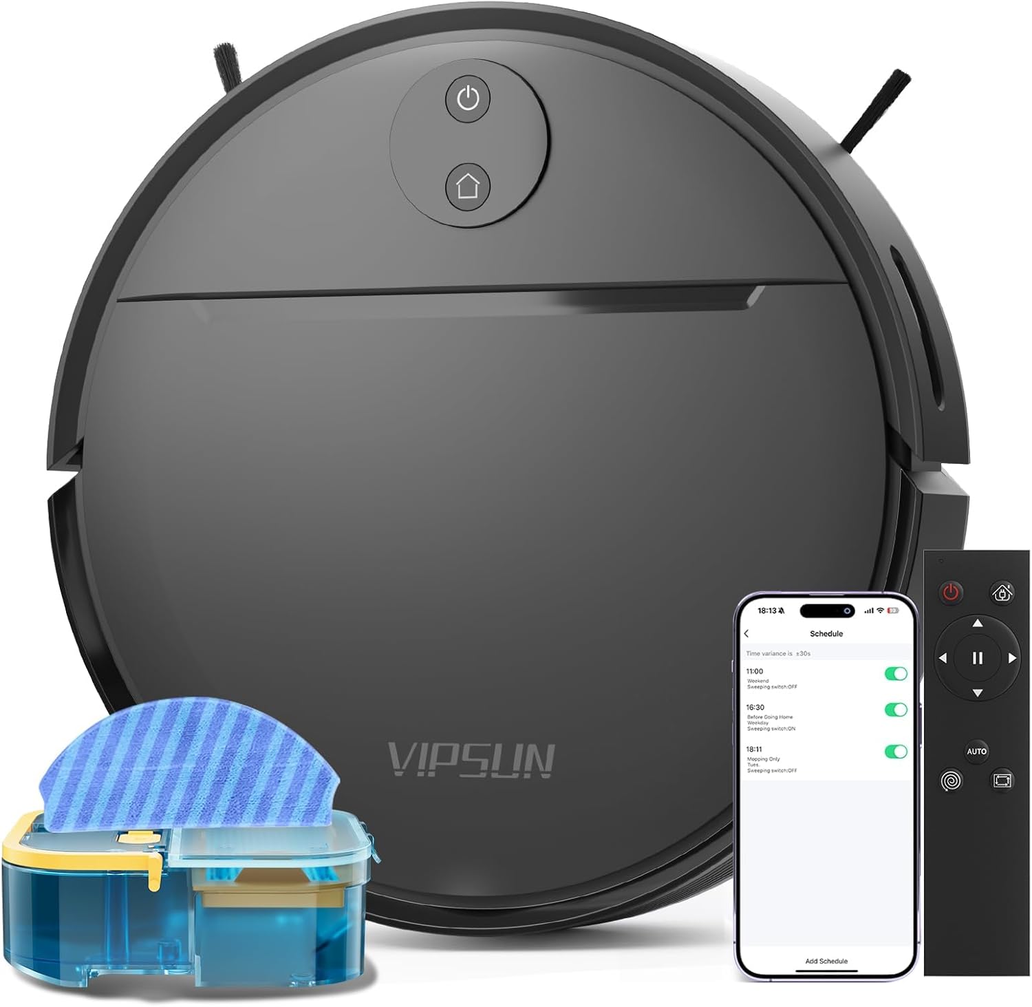 VIPSUN Robot Vacuum and Mop Combo with 4000Pa Suction, APP/Voice/Remote Control, Robotic Vacuums with Personalized Adjustment Setting, Self-Charging, Obstacle Avoidance, Smart Home Robot Aspiradora