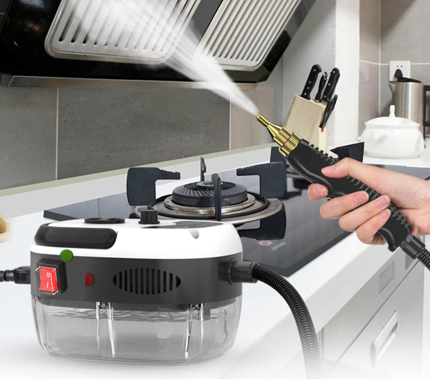 wzfdm Portable Steam Cleaning Machine 1000ml Tank, 2500W High Temperature Pressurized Steam Cleaner Hand-held,White