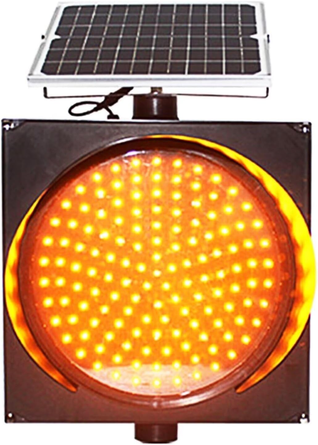Solar Yellow Flashing LED Traffic Warning Light, Suitable for Intersections, Roads, Curves, Bridges(30cm)