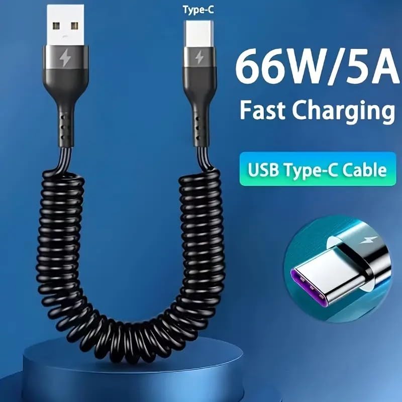 Maine Coiled USB A to USB C Fast Charging Data Cable, Factory Wholesale Sale (1000)
