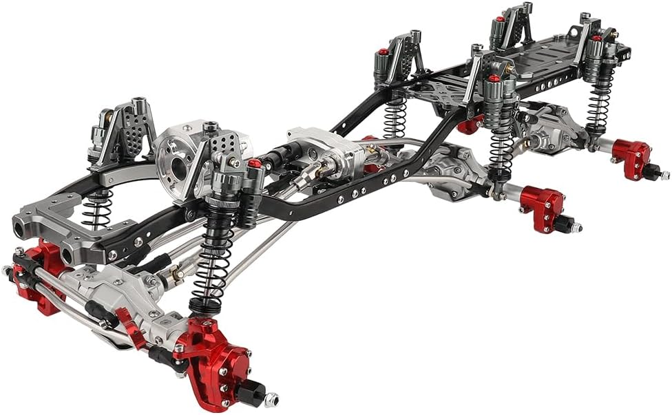 Metal 6x6 RC Car Chassis Frame with Front Middle Rear Axles Prefixal Gearbox for Axial SCX10 II 90046 90047 1/10 RC Crawler Car Parts,Thickened Battery Tray (Silver-Gray)