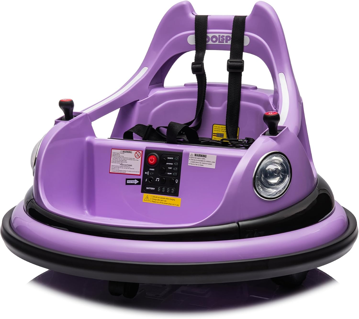 Electric Ride On Bumper Car for Kids, 12V Battery Powered, Parental Remote Control, Safety Belt, LED Lights