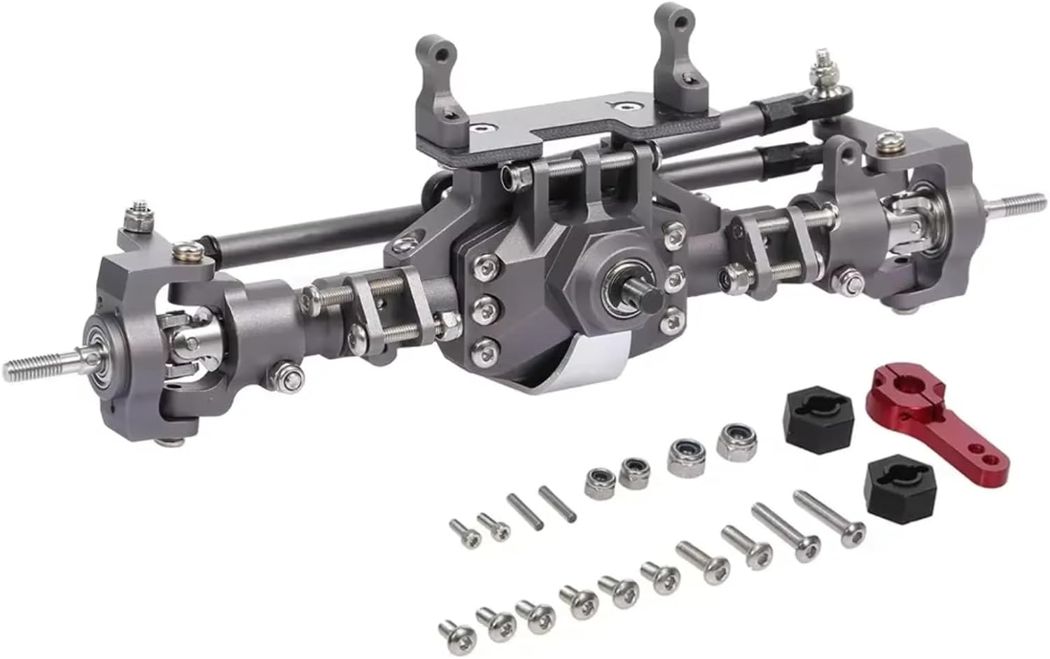 for Axial for SCX10 II 90046 90047 Alloy Front Rear Axle Bridge Axle RC Crawler Truck RC Spare Parts Upgrade RC Car Accessories(Grey,Front Axle)