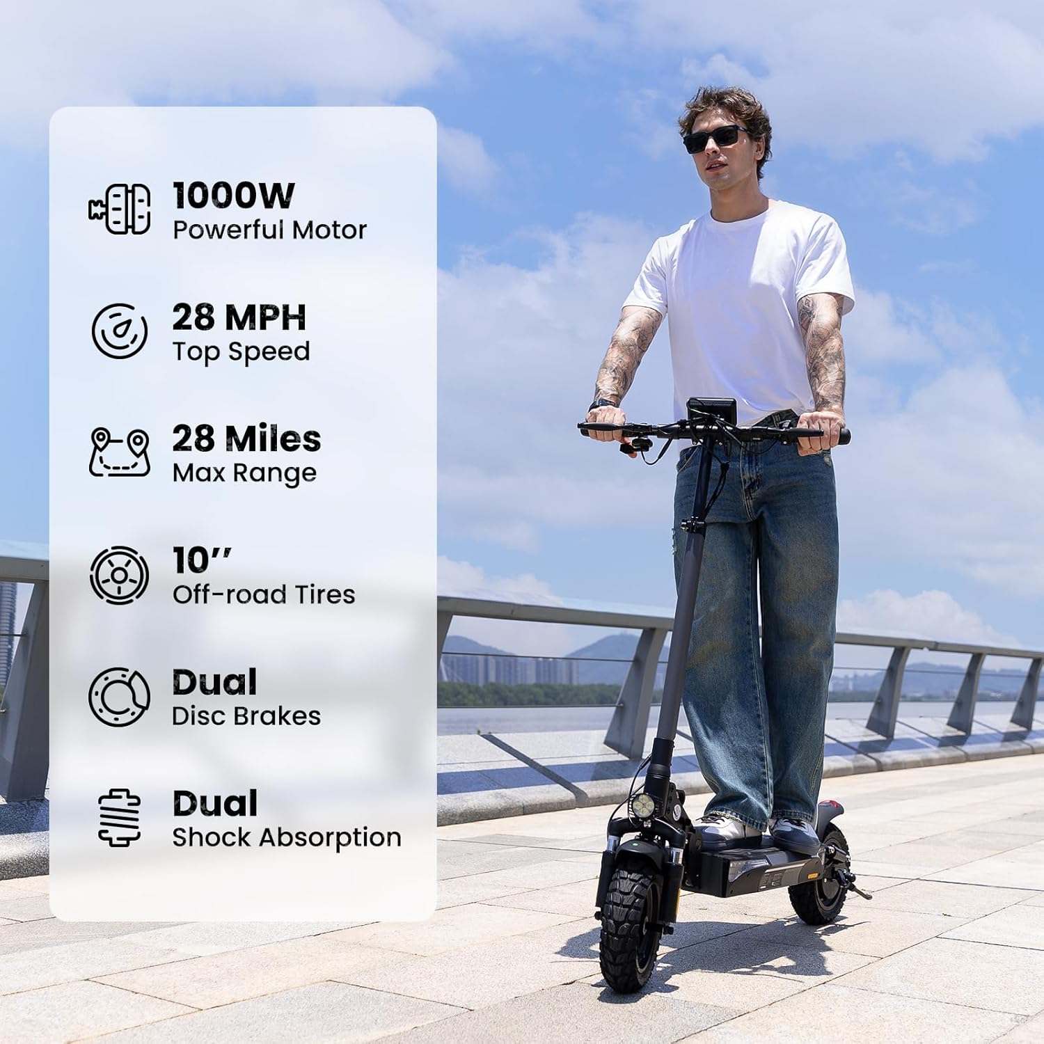 Electric Scooter, Adult Electric Scooter with 500/750/1000W Motor, 23/28 Miles Range,Top Speed 22/25/28MPH, 10