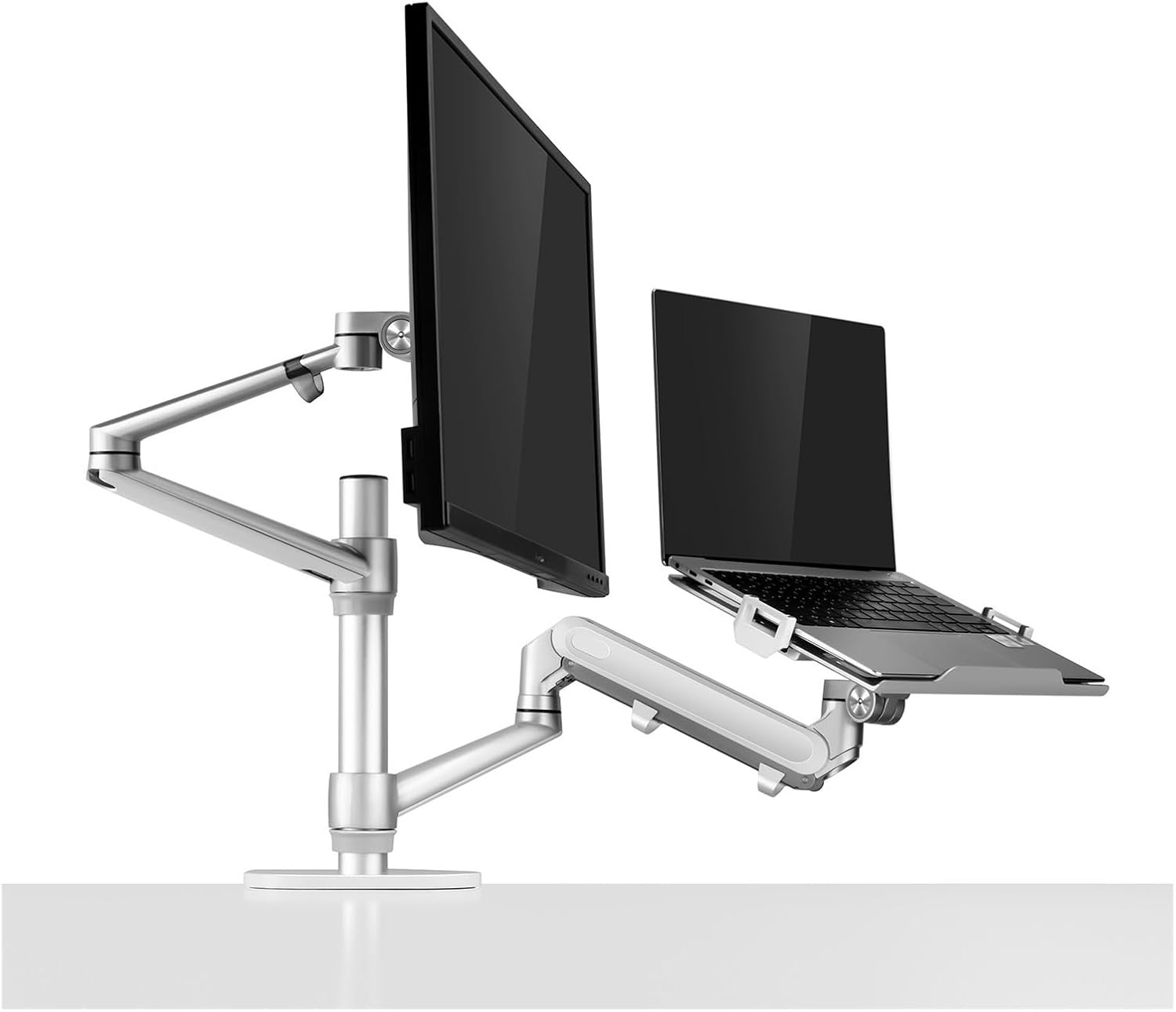 Laptop stand monitor desktop combination shelf dual screen office desk can be raised and lowered(Silver)