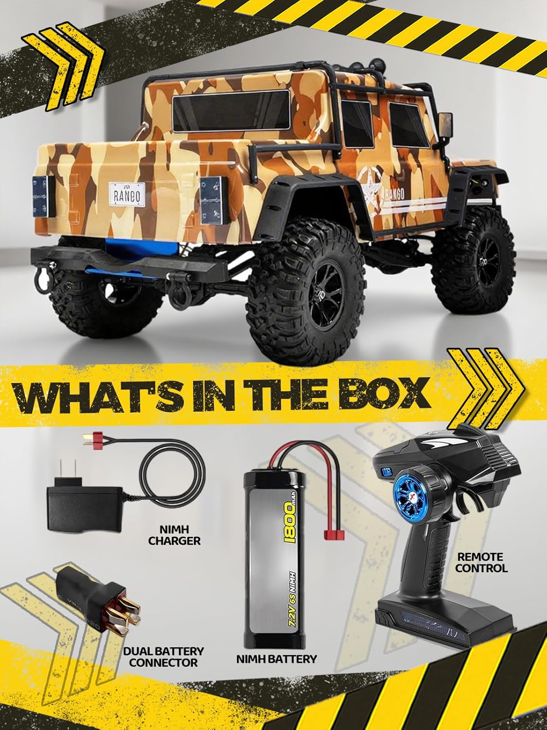 1/8 Scale Fast RC Cars for Adults，Max 10 mph Electric Off-Road Monster Truck,Waterproof RC Car 4WD Remote Control Car with 3S Lipo 30+ Min Play, All Terrain