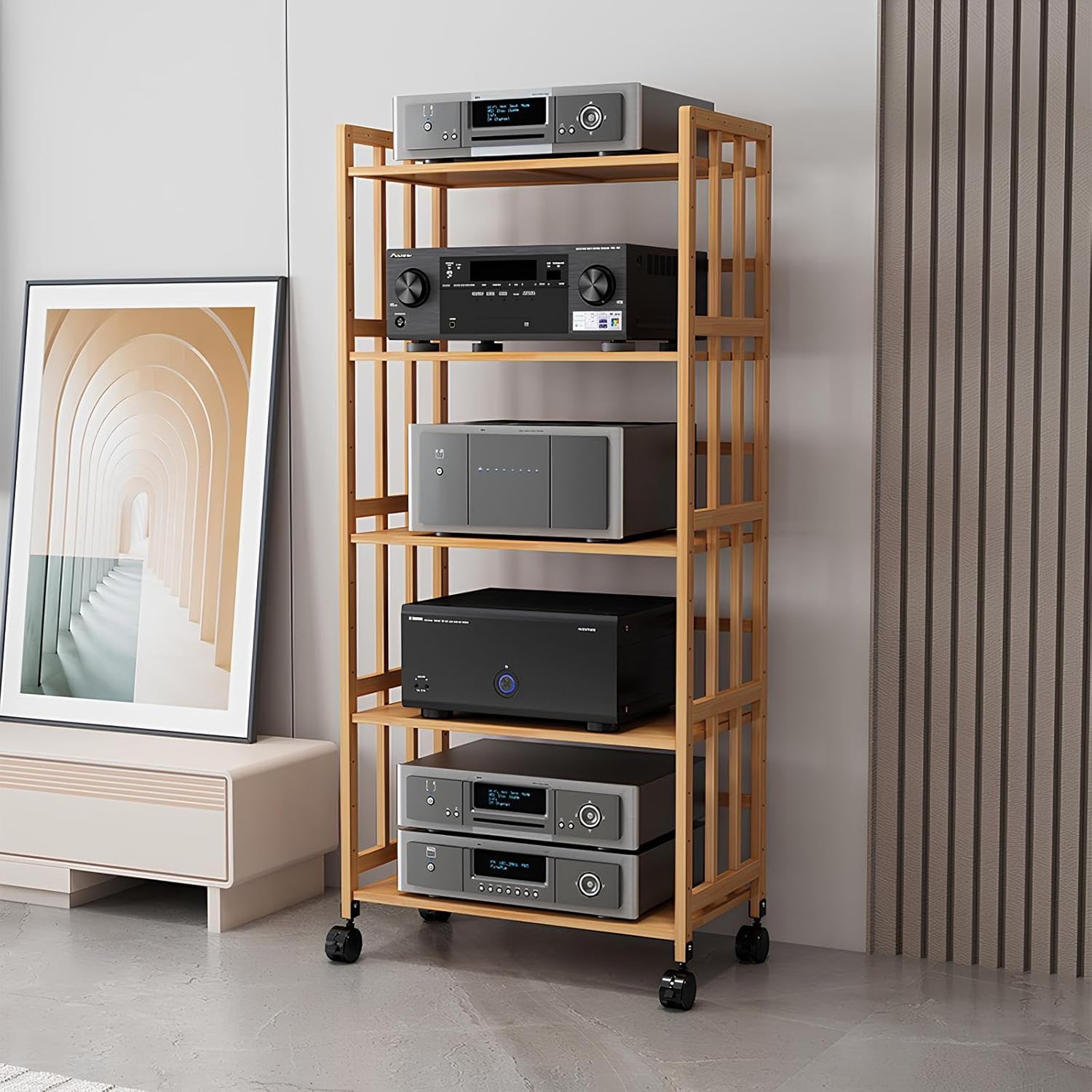 ZCSL 5 Tier Stereo Cabinet with Adjustable Shelf