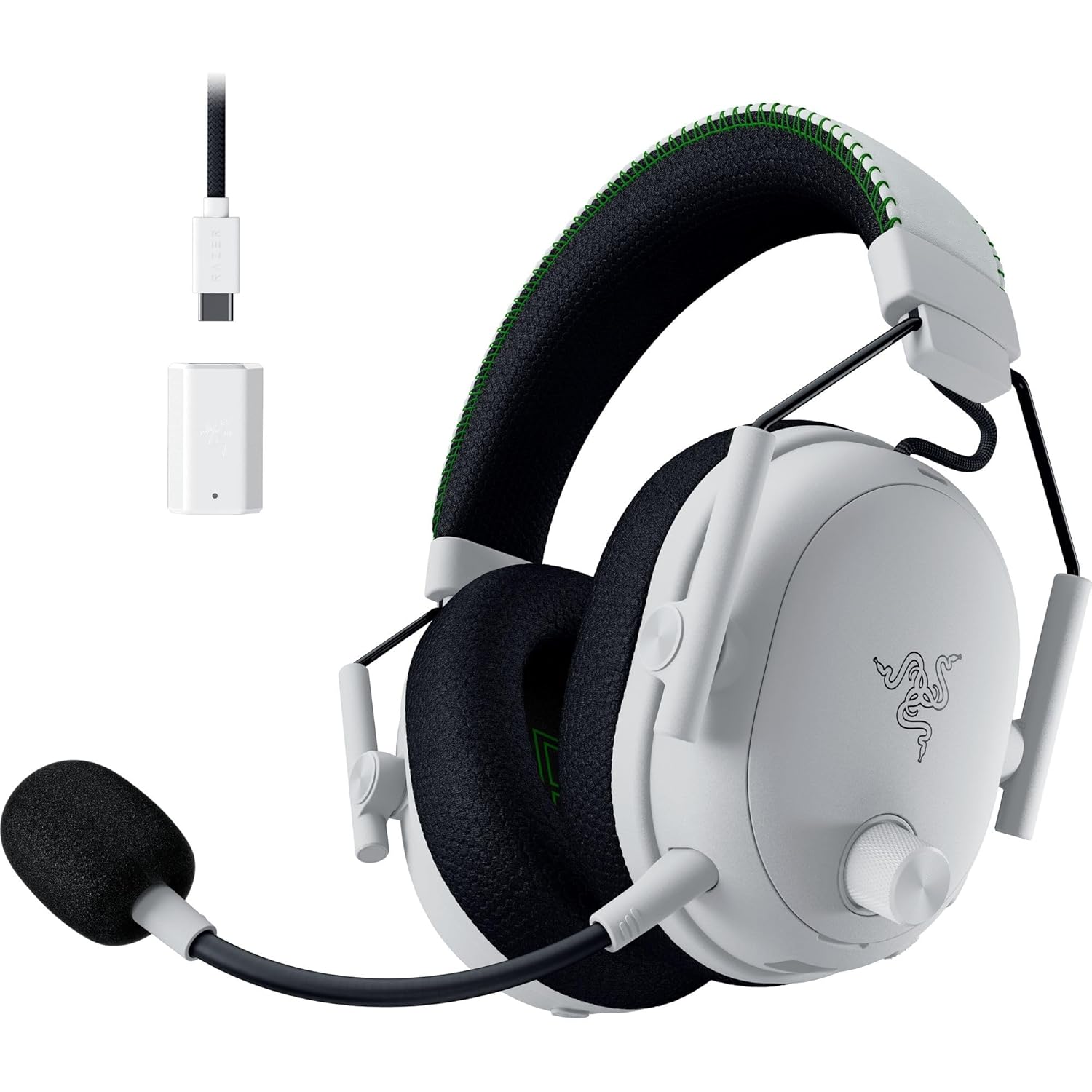 Razer BlackShark V3 Pro Wireless ANC Gaming Headset for Xbox: Full Band Mic - 50mm Driver - 2.4 GHz, Bluetooth, USB, 3.5mm - Works with PC, Mac, PS5, Nintendo Switch - Long Battery Life - White