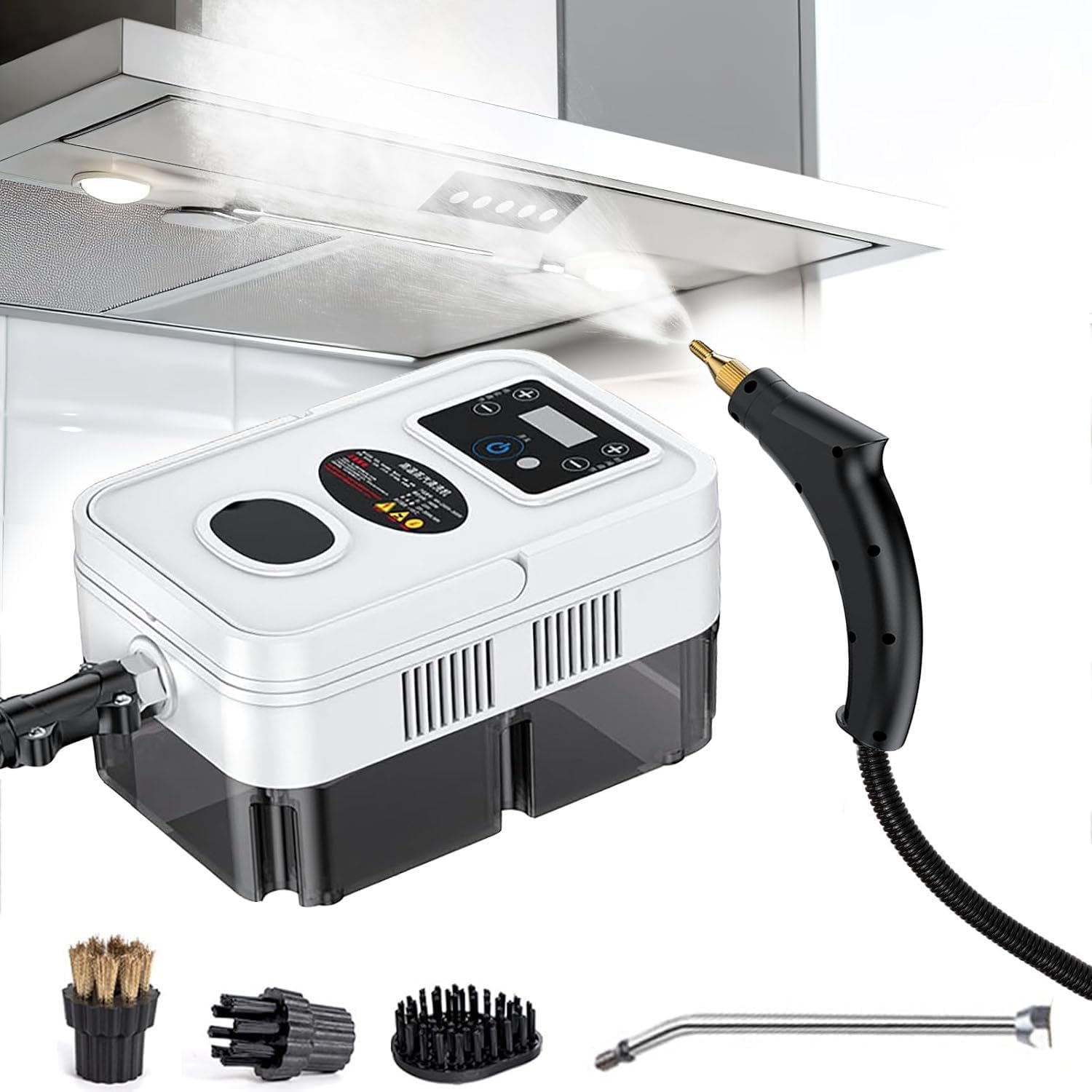 GLBMXDD Steam Cleaner,1200ML High Temperature Pressurized Steam Cleaner,Pressurized Handheld Natural Steam Cleaner,Steam Generator,10S Fast Heating,with 3 Brush Heads,White