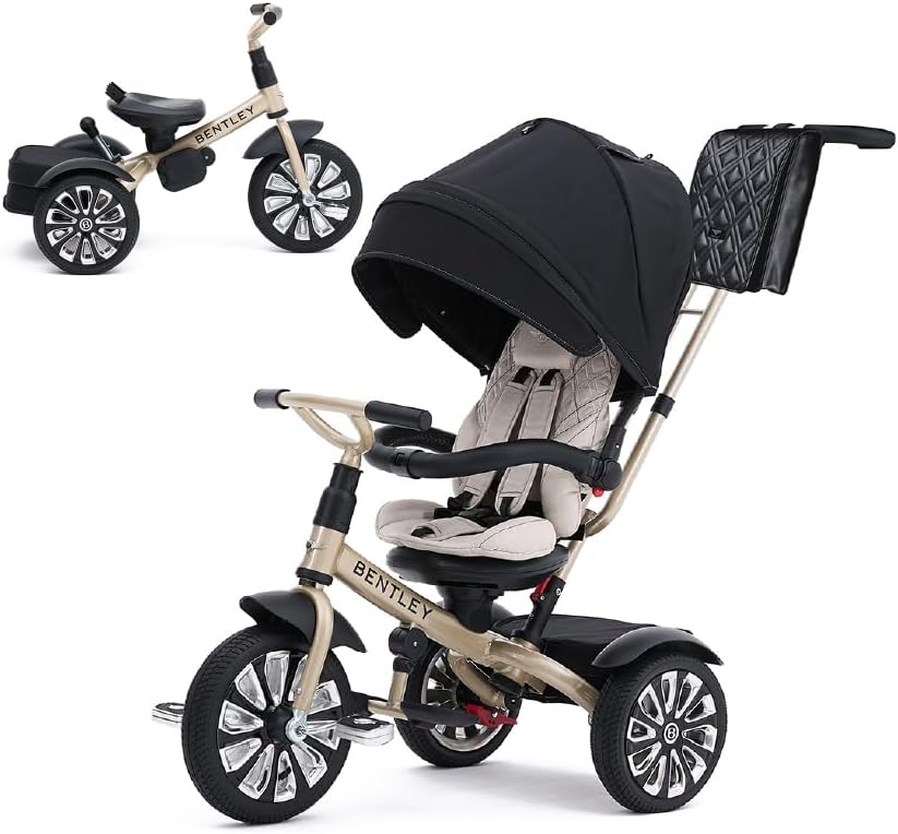Bentley Trike - All Terrain Toddler Bike 6-in-1, Mulliner Gold Limited Edition, Officially Licensed and Designed by Bentley Motors UK; Baby to Big Kid Tricycle (6m-5y+)