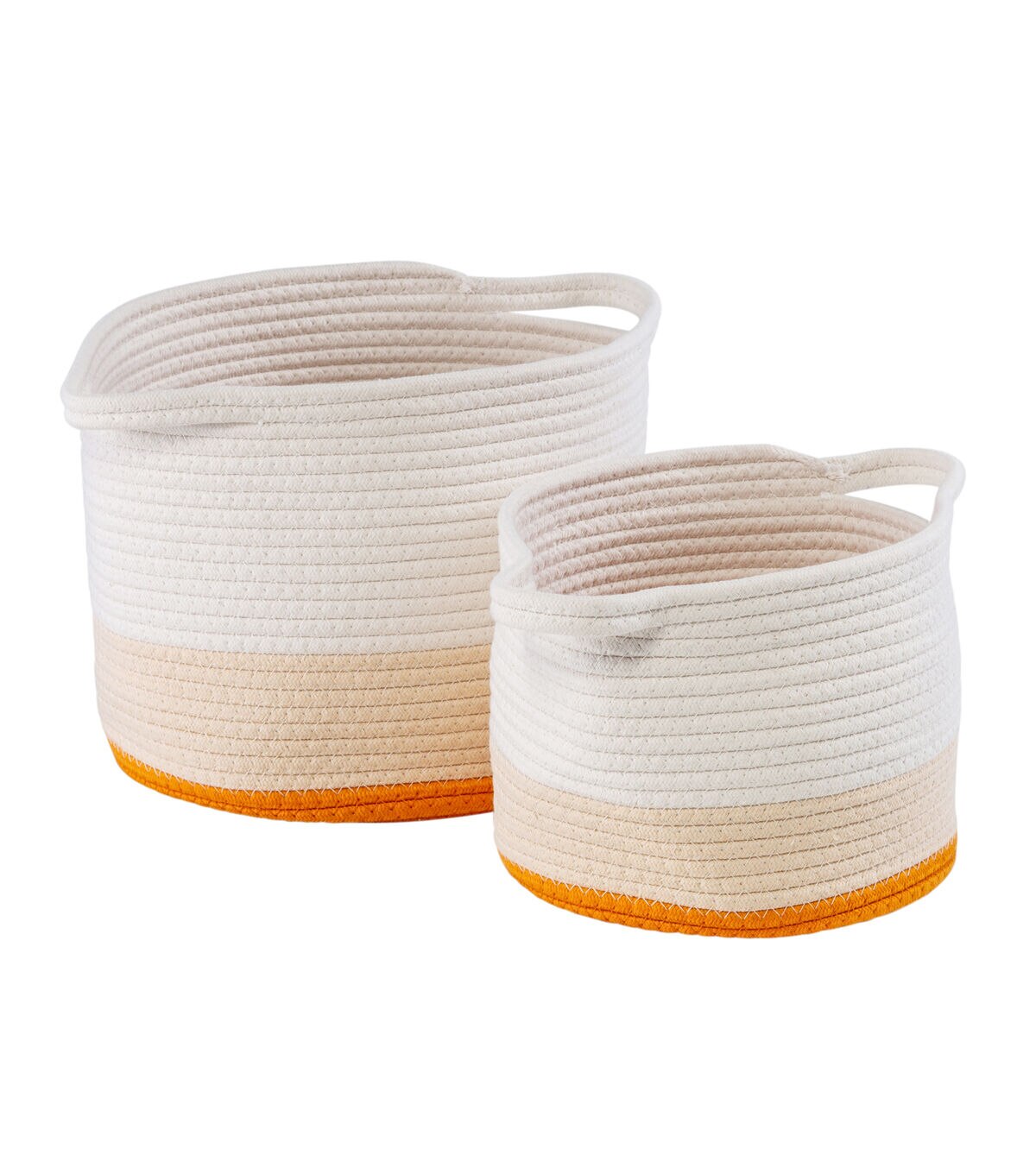 Honey Can Do 12 Orange & White Nesting Cotton Rope Storage Baskets 2ct