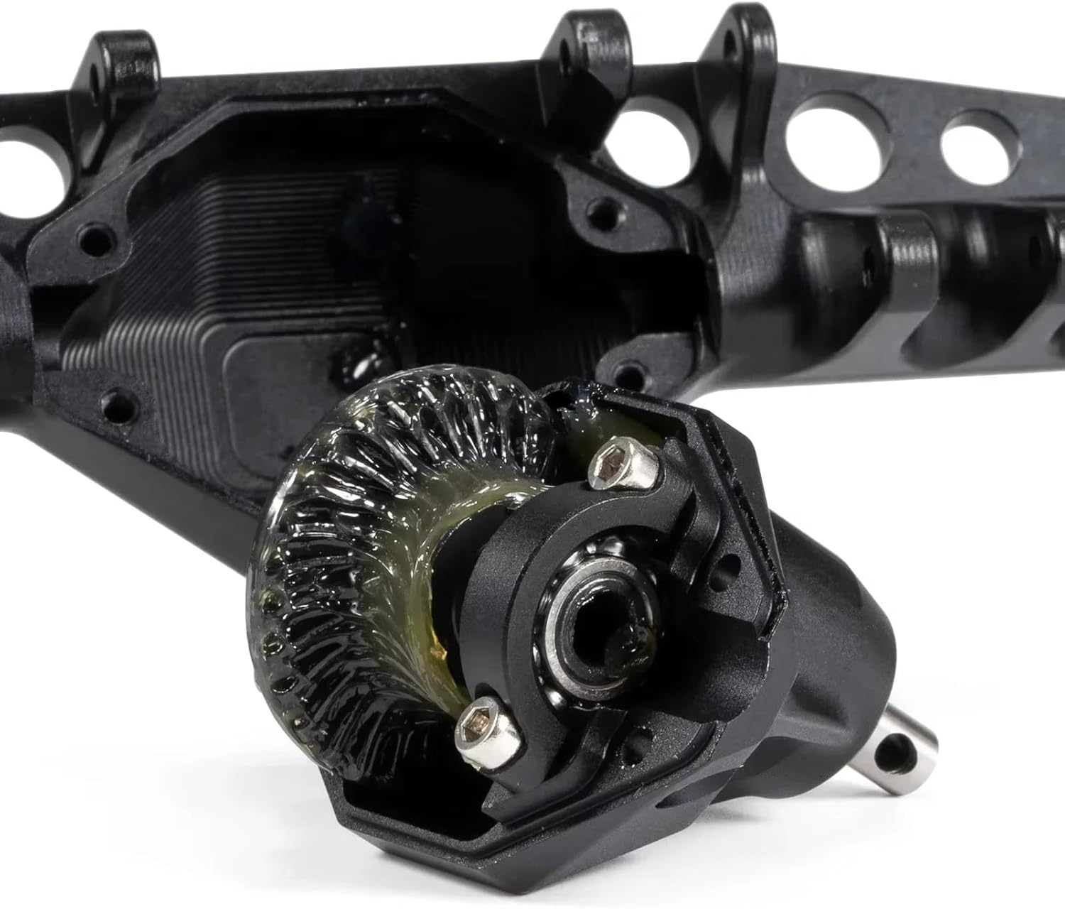 Rc Front Rear Axle for Axial for Capra for SCX10 III for LCG RC Car Cheater Rigs Machined 7075 Aluminum Construction Offset Portal Axle with BAT Servo Mount(Black,2 Piece Set)