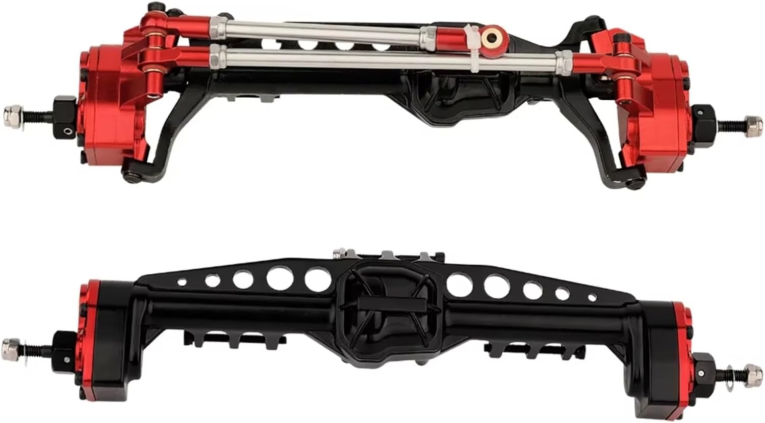 for Axial for SCX10 III AXI03007 for Wrangler JL AR45 Axle 1/10 Heavy Duty Metal Front and Rear Portal Axles RC Crawler Car Upgrade Part RC Car Parts(Red)