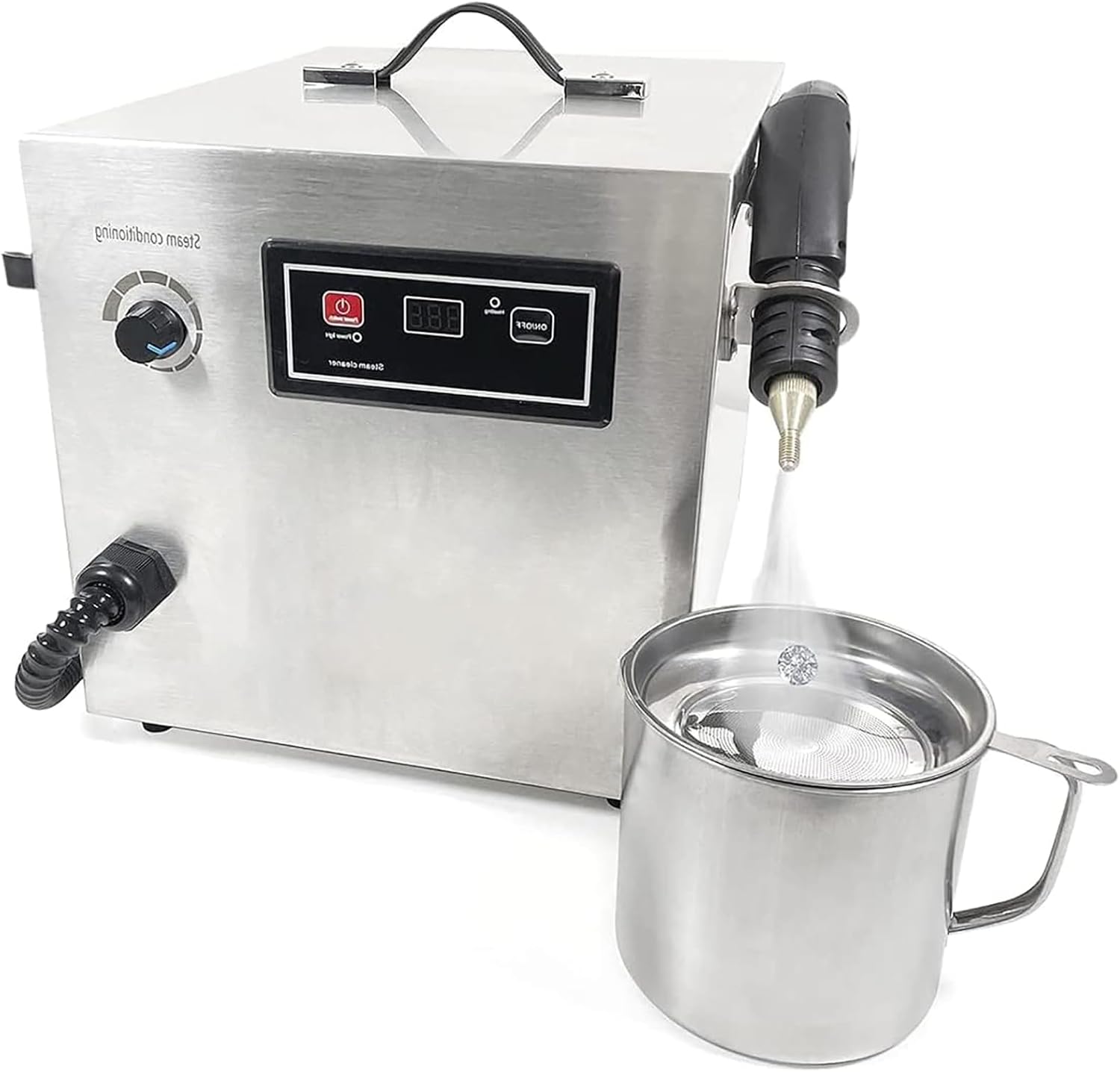 Jewellery Steam Cleaner Machine, 2000W Stainless Steel Jewelry Steam Cleaner with Digital Display Control Panel, 4kg Steam Pressure, Outlet Temperature: 120°C, for Rings, Watches, Earrings